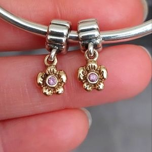 SOLD***Retired pandora two tone gold silver pink sapphire